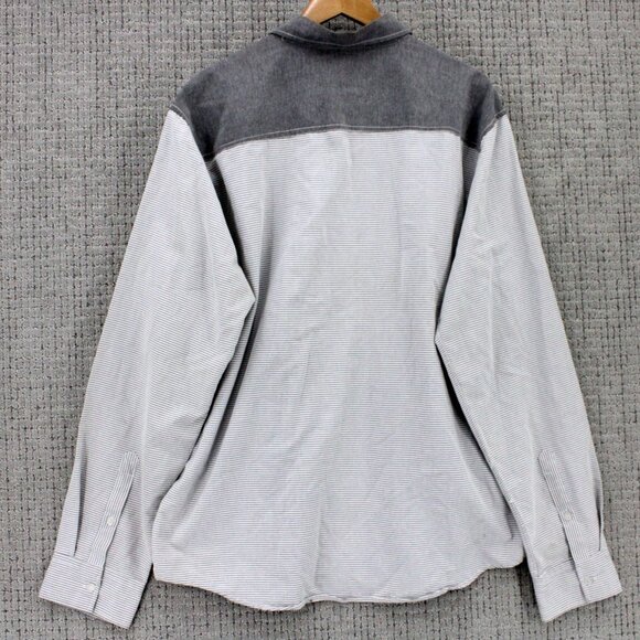 Molokai Surf Shirt Mens 2XL Gray Striped Button Down Long Sleeve Collared - Picture 3 of 7